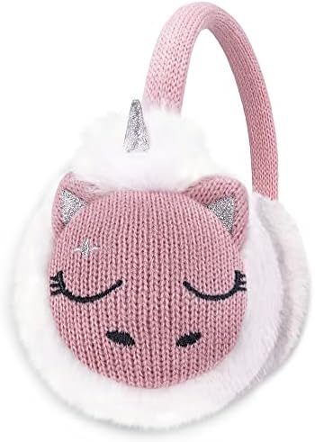Gifts Treat Girls Ear Muffs Knit Earmuffs Unicorn Kids Cute Cartoon Knitted Earmuffs Winter Ear Warmer-Gifts for Girls