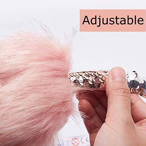 Gifts Treat Girls Ear Muffs Sequins Earmuffs Kids Winter Warm Ear Covers In Plush And Flip Sequin Design Pink Adjustable Earmuffs For Girls Cute Fluffy Ear Warmers