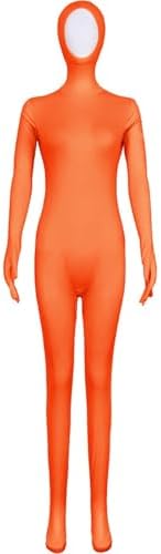 Girl Boy Full Body Suit Open Face Spandex Unitard One Piece Kids Zentai Suit Bodysuit Halloween Child 2025 Cute Festival Jumpsuit Orange Funny Party Performance Outfits