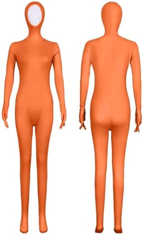 Girl Boy Full Body Suit Open Face Spandex Unitard One Piece Kids Zentai Suit Bodysuit Halloween Child 2025 Cute Festival Jumpsuit Orange Funny Party Performance Outfits