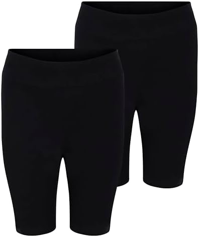 Girls 2 Pack School PE Cycling Shorts Ex MS Cotton & Stretch Black Navy 2-16Y