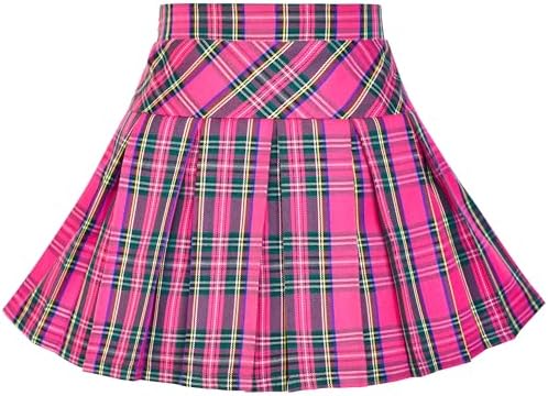 Girls 2 Piece Set Skirt T-Shirt Crop Rib-Knit Plaid Casual School Age 4-10 Years