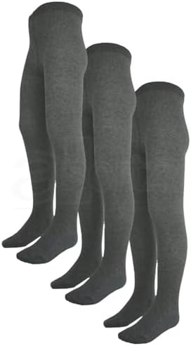 Girls 3 Pack Grey School Tights Ex MRKSPN Cotton Rich School Uniform 3 to 14 Years