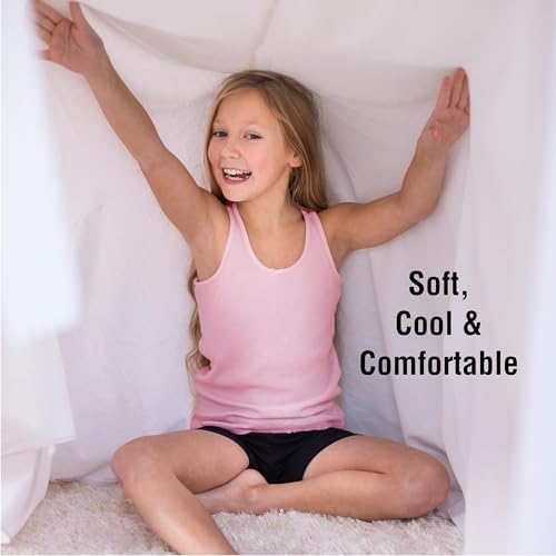 Girls 5 Pack Vests Underwear Sleeveless Kids 100% Cotton White Pastel Size 2-12 Years