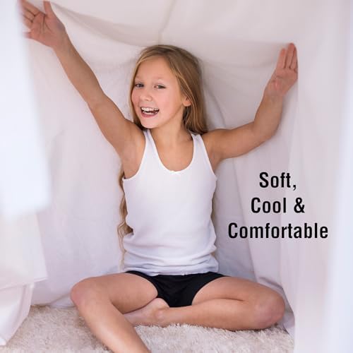 Girls 5 Pack Vests Underwear Sleeveless Kids 100% Cotton White Pastel Size 2-12 Years