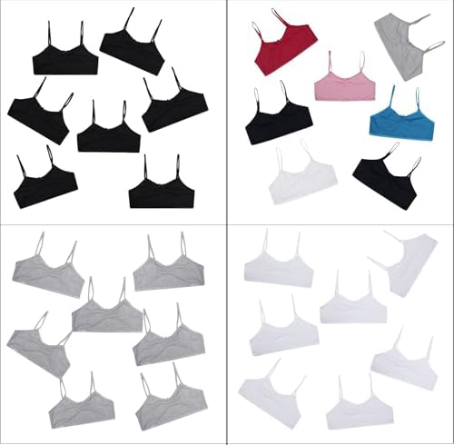 Girls 7 Pack Crop Bra Tops Cotton Blend Back To School 10 To 14 Years Wire Free