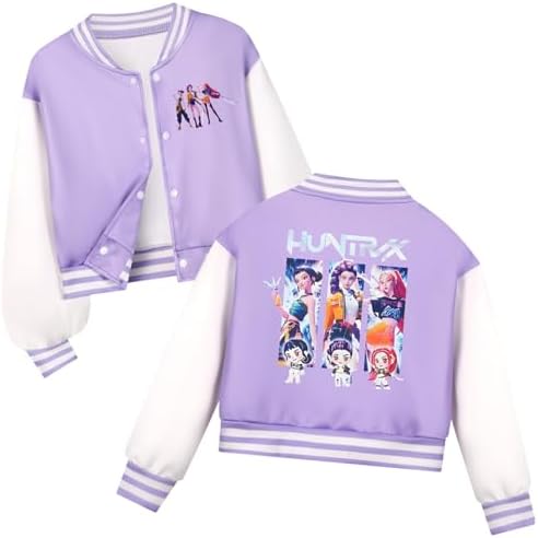 Girls Boys Baseball Jacket Cute Long Sleeve Sweatshirts With Pockets Carton Graphic Bomber Jacket Streetwear