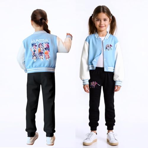 Girls Boys Baseball Jacket Cute Long Sleeve Sweatshirts With Pockets Carton Graphic Bomber Jacket Streetwear