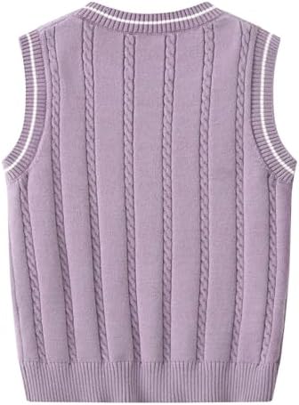 Girls Boys Knitted Sweater Vest V Neck Sleeveless Pullover Jumper Kids Toddler School Uniform Cotton Knitwear Tops Breathable Comfort Fit For Everyday Wear