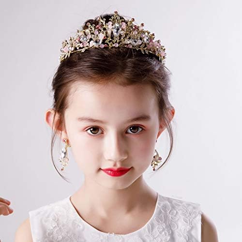 Girls Crystal Tiara Princess Costume Crown Headband Bridal Wedding Hair Accessories Birthday Communion Halloween Christmas Cake Topper Dress Up Cosplay Gift