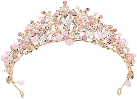 Girls Crystal Tiara Princess Costume Crown Headband Bridal Wedding Hair Accessories Birthday Communion Halloween Christmas Cake Topper Dress Up Cosplay Gift