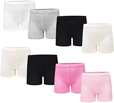Girls Dance Shorts Breathable and Comfy Kids Cycling Shorts 8 Pack (2-10 Years Old) Stretchy Dancing Bike Pants for Girl Sports Play Underdress