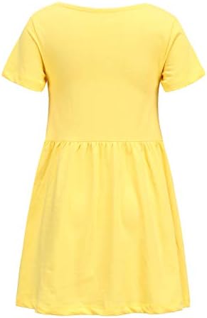 Girls Dress Plain Short Sleeve Casual Dresses Kids Cotton A-line Skater Dresses For Girls Age 2-14 Years