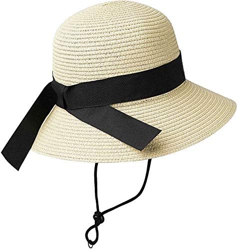 Girls Floppy Straw Hat Sun Hat For Teens Summer Wide-Brim Beach-Cap UPF50+ (20.47" For 2-5T 21.26" For 5-9T)
