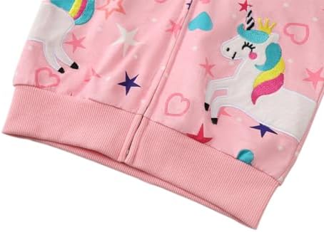 Girls Hoodie Toddler Zipper Jumper Unicorn Zip Up Hooded Sweatshirt Kids Long Sleeve Cotton Christmas Hoodies Tops For Girls 2-7 Years