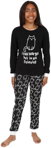 Girls I Can Hear You But I'm Not Listening Cat Long Cotton Pyjama Set