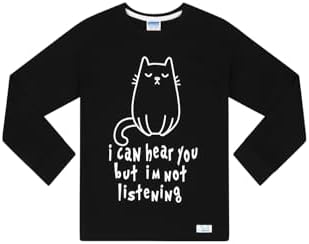 Girls I Can Hear You But I'm Not Listening Cat Long Cotton Pyjama Set