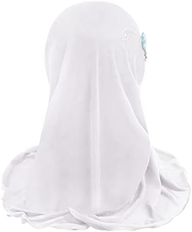 Girls Ice Silk Muslim Khimar Hijab Headscarf Flower Arab Scarf Shawls Stretch Turban Neck Wrap Islamic Head Wrap For Age 2-7 Years Girls