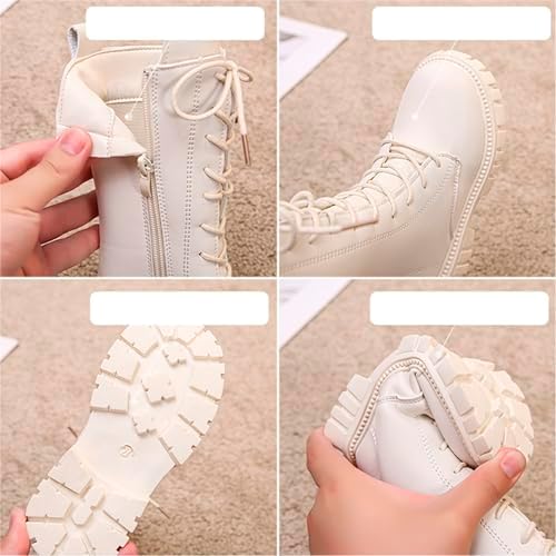 Girls Knee-High Boots With Side Zippers Girls Fashion Mid-Calf Cowgirl Boots Casual Lace-Up Side Zipper Soft And Comfort School Shoes For Kids Suitable For Autumn And Winter