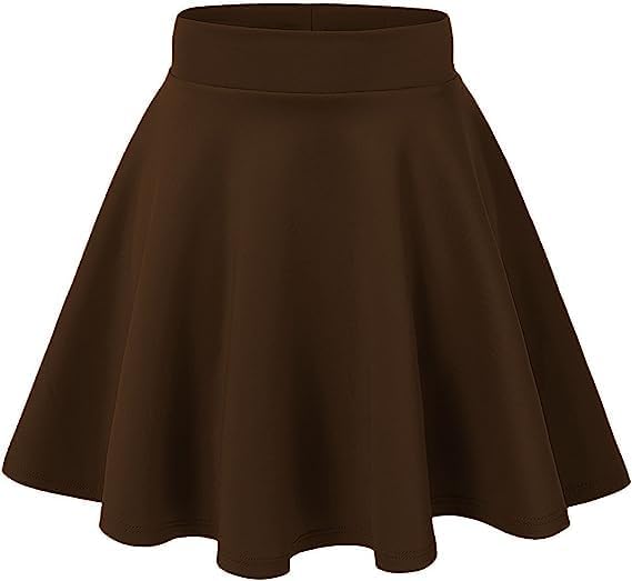 Girls Plain Skater Skirt High Elastic Waist A Line Stretchy School Skirt Casual Multiple Colours