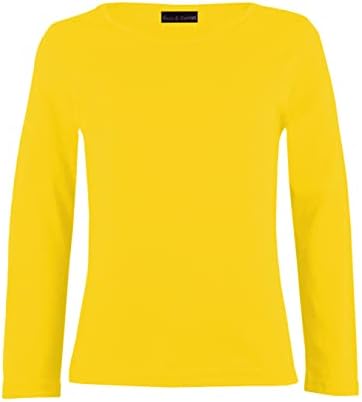Girls Plain Tops Long Sleeve Basic Stretch Round Neck T-Shirt School Tee Top 5-14 Years