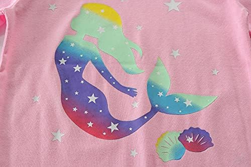 Girls Pyjamas Set Cute Mermaid Fairy Sleepwear 100% Cotton Kids Winter Long Sleeve Pjs T-Shirt And Pants 2 Pieces Children Outfit Toddler Clothes Age 1-7 Years