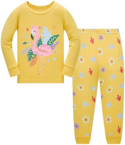 Girls Pyjamas Set Sleepwear Cotton Toddler Clothes Long Sleeve Nightwear Pjs 2 Piece Outfit for Kids 1-12 Years