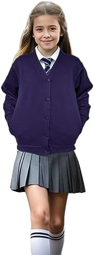 Girls School Cardigans Long Sleeves Stretchy Nice Looking Smart Cardigans For Age 3 To 13
