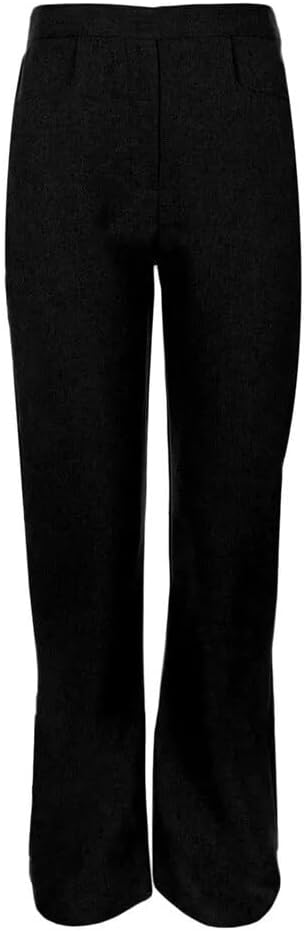 Girls' School Pull-Up Trousers – Elasticated Waist Easy Pull-On Design No Zip or Button Comfortable Uniform Pants for Nursery and Junior School- Sizes 2 to 13 Years