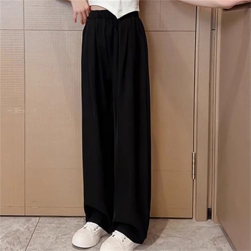 Girls School Trousers Elasticated High Waisted Uniform Pants Wide Leg Dress Pants Casual Baggy Trousers With Pockets Kids Baggy Sweatpants Fall Clothes Stretch Pant