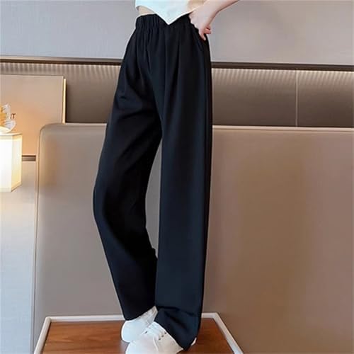 Girls School Trousers Elasticated High Waisted Uniform Pants Wide Leg Dress Pants Casual Baggy Trousers With Pockets Kids Baggy Sweatpants Fall Clothes Stretch Pant