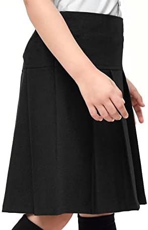 Girls Skirts Girls School Skirts Ladies Skirt Drop Waist All Round Pleated Skirt Black Grey Navy