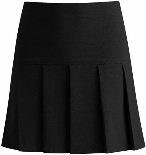 Girls Skirts Girls School Skirts Ladies Skirt Drop Waist All Round Pleated Skirt Black Grey Navy