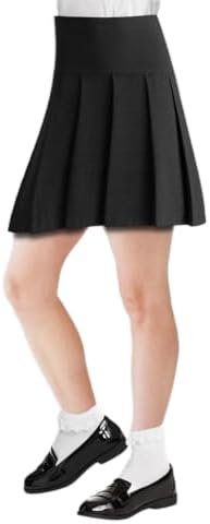 Girls Skirts Girls School Skirts Ladies Skirt Drop Waist All Round Pleated Skirt Black Grey Navy