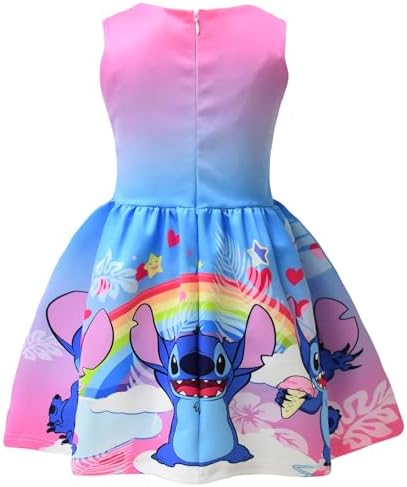 Girls Stitch Casual Dress Summer Toddler Princess Flower Double Bow Tie Wedding Party Kids Sundress Short Dresses