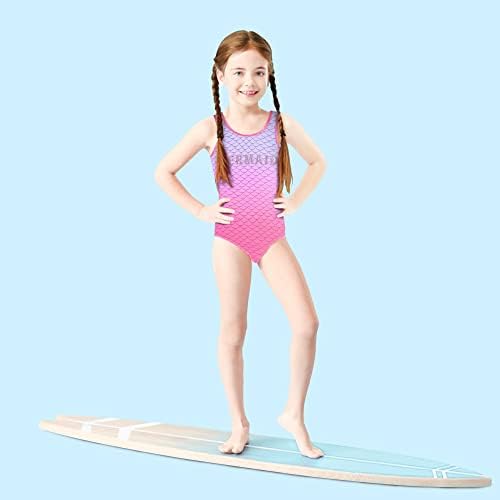 Girls Swimsuit One Piece Swimwear Mermaid Swimming Costume Junior Kids Bathing Suit Pink Fade UV Protection Summer 4 To 14 Years