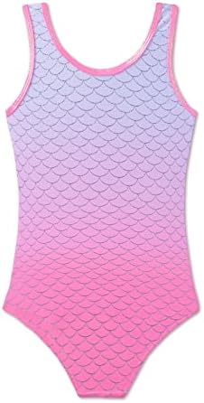 Girls Swimsuit One Piece Swimwear Mermaid Swimming Costume Junior Kids Bathing Suit Pink Fade UV Protection Summer 4 To 14 Years