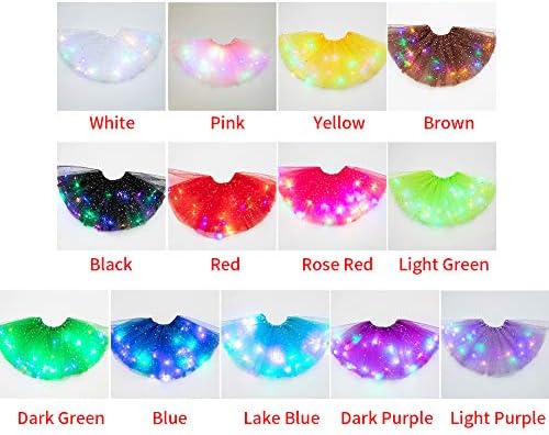 Girls Tutu Skirt Little Girls LED Colorful Luminous Kids Star Sequin Ballet Skirt Princess Sparkling Tutu Fancy Fluffy Ballet Dance Costume For 3-8 Years Kids