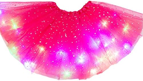 Girls Tutu Skirt Little Girls LED Colorful Luminous Kids Star Sequin Ballet Skirt Princess Sparkling Tutu Fancy Fluffy Ballet Dance Costume For 3-8 Years Kids