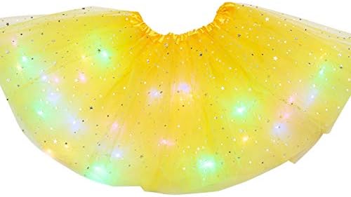 Girls Tutu Skirt Little Girls LED Colorful Luminous Kids Star Sequin Ballet Skirt Princess Sparkling Tutu Fancy Fluffy Ballet Dance Costume For 3-8 Years Kids
