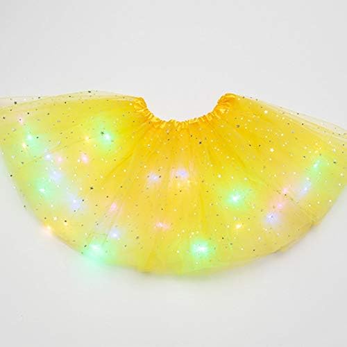 Girls Tutu Skirt Little Girls LED Colorful Luminous Kids Star Sequin Ballet Skirt Princess Sparkling Tutu Fancy Fluffy Ballet Dance Costume for 3-8 Years Kids
