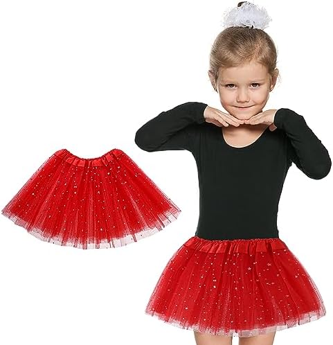 Girls Tutu Skirt with Stars Sequin Little Girls 3 Layers Tutu Skirt Kids Princess Dance Tutu Princess Dress Ballet Skirt