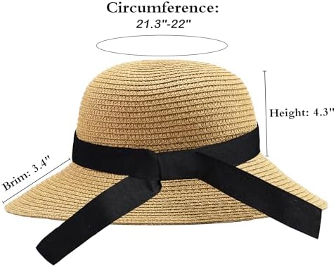 Girls Wide-Brim Straw Sun-Hat For Summer Beach With Bow