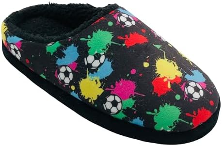 GladRags Boys Football Slipper Mules Black Size 12-6