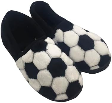 GladRags Boys Or Girls Football Style Slippers Black White Size 12-6