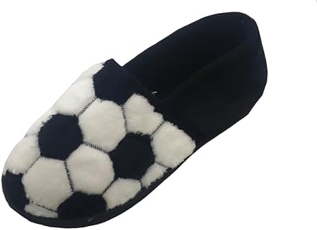 GladRags Boys or Girls Football Style Slippers Black White Size 12-6