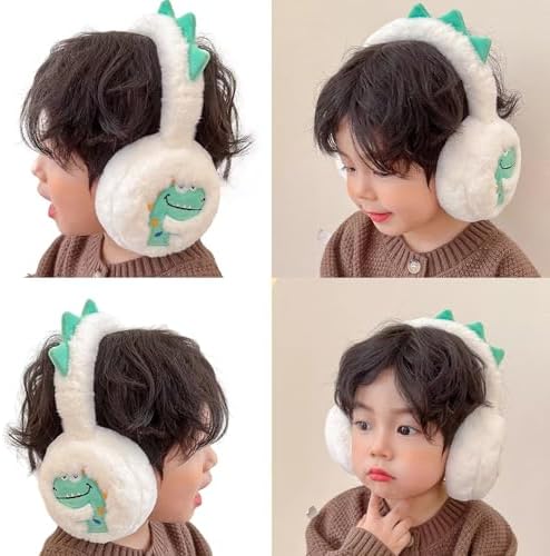 Glanhbnol Children Foldable Ear Warmers Lovely Dinosaur Print Ear Muffs Soft Earmuffs Winter Accessory For Girls And Boys