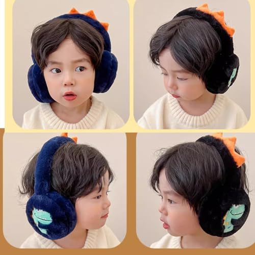 Glanhbnol Children Foldable Ear Warmers Lovely Dinosaur Print Ear Muffs Soft Earmuffs Winter Accessory For Girls And Boys