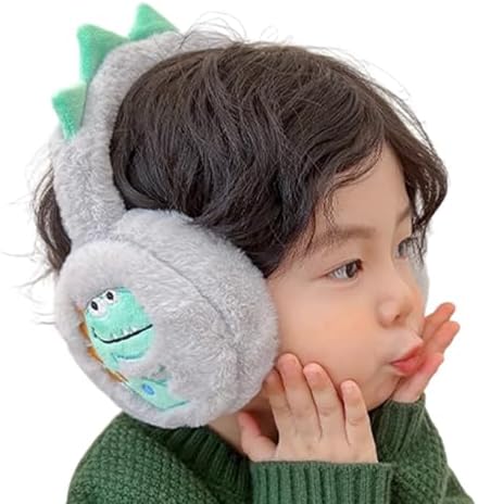 Glanhbnol Children Foldable Ear Warmers Lovely Dinosaur Print Ear Muffs Soft Earmuffs Winter Accessory For Girls And Boys