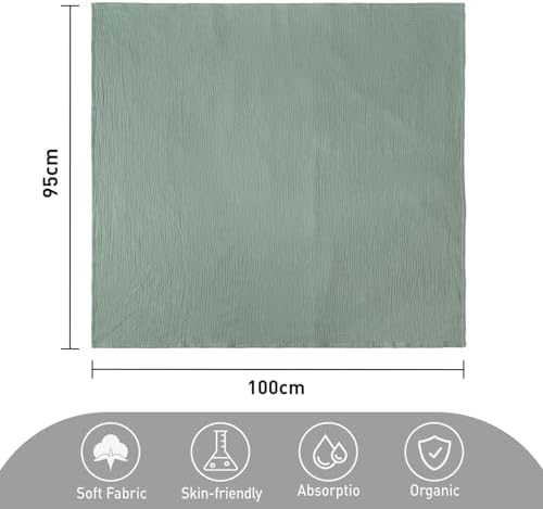 GLLQUEN BABY Baby Blankets For Newborn Soft 2 Pack Muslin Cotton Baby Boy Or Girl Blanket 95x100cm Swaddle Blanket For Newborn Shower Gifts For New Moms（Sage）